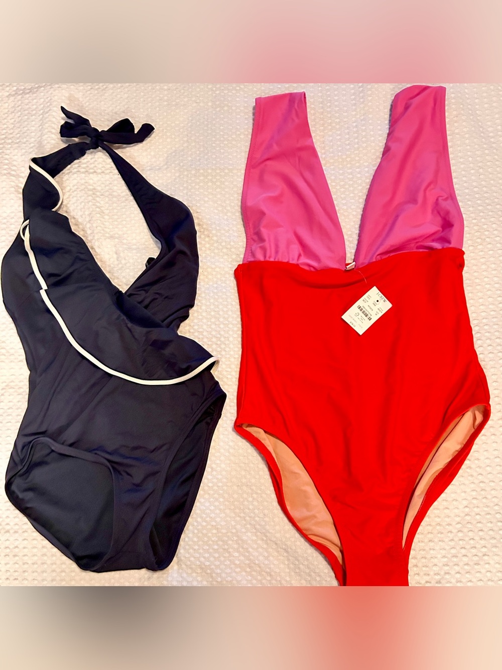 1-piece NWT Bundle! navy/whtW:8, Carmen Mark volvo,Pink/red J.Crew W: SzM.Swim!